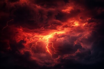 Wall Mural - a dramatic night sky with dark clouds and lightning, creating an ominous atmosphere.