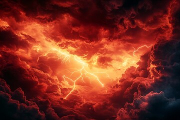 Wall Mural - a dramatic night sky with dark clouds and lightning, creating an ominous atmosphere.