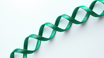 Wall Mural - a green ribbon twists elegantly, creating dynamic 3d effect against light background