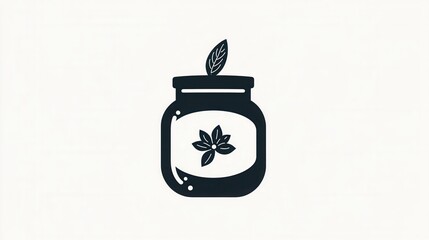 Poster - Elegant minimalist spice jar logo design featuring black and white elements with an emphasis on herbal branding aesthetics for culinary use