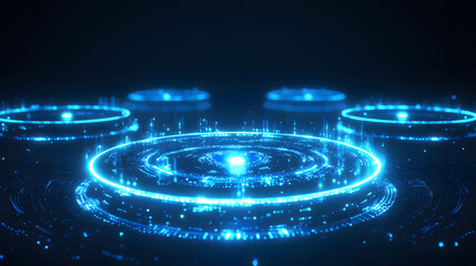 Poster - Futuristic glowing blue digital matrix design high-tech background wallpaper abstract technology environment digital art viewpoint
