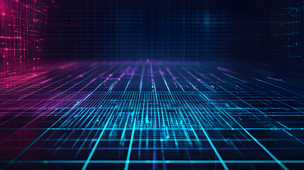 Poster - Cyberpunk digital grid background wallpaper futuristic technology virtual environment abstract design