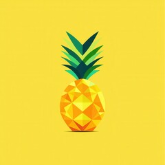 Aufkleber - Bright tropical pineapple logo featuring geometric abstraction in vibrant yellow and green colors for a modern aesthetic and minimalist design