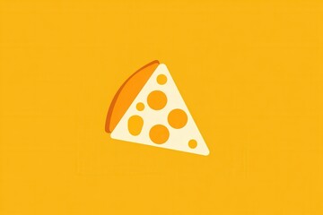 Poster - Delightful minimalist pizza slice logo showcasing warm hues and playful design for a creative culinary brand or restaurant concept