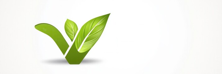 Aufkleber - Vegetarian food logo featuring a clean green V integrated with leaves for healthy lifestyle branding