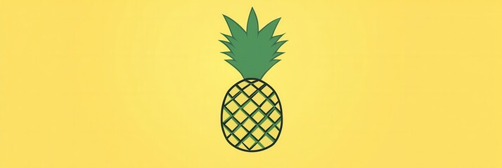 Poster - Minimalist pineapple logo design featuring geometric shapes and bright tropical yellow green colors