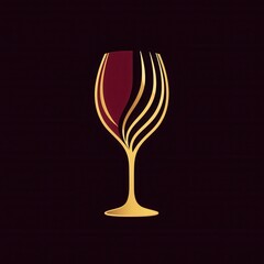 Poster - Sophisticated minimalist design featuring a wine glass logo in deep red and gold colors conveying elegance and luxury in branding