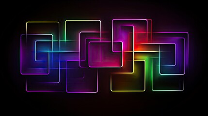 Poster - abstract background with neon glowing square shapes on a dark background, a nightclub stage design, 