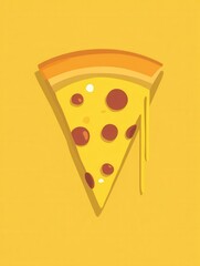 Poster - Playful minimalist pizza slice logo design featuring warm yellow orange cheese and a flat aesthetic perfect for food related branding