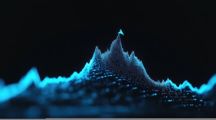 Poster - Abstract data mountain peak,  digital trend,  glowing points,  visual data analysis,  possible stock use