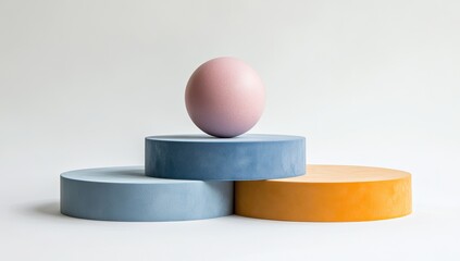 Poster - Pastel sphere on stacked circular podiums