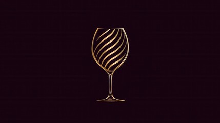 Aufkleber - Sophisticated minimalist logo featuring a wine glass design in deep red and gold colors for elegant branding and marketing purposes