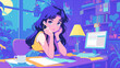 © 963k - 80年代風ファッションと都会の女性｜レトロモダンな色彩のイラスト