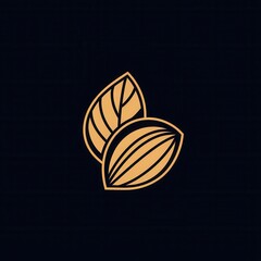 Aufkleber - Minimalist nut logo featuring almond and walnut in modern abstract line art style on a deep background