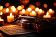 © talkative.studio - Violin on Music Notes, Candlelight