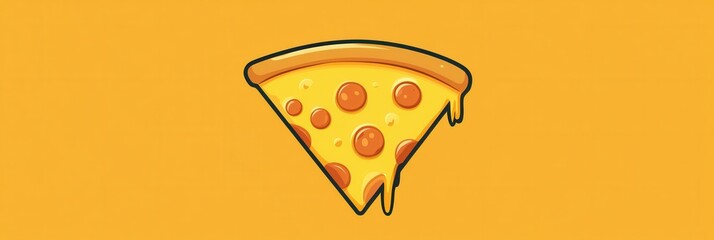 Aufkleber - Colorful minimalist pizza slice logo featuring warm yellow orange cheese in a playful flat design for casual dining settings