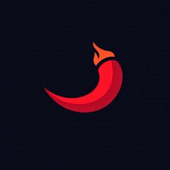 Poster - Sleek modern chili pepper logo featuring bold red color and a minimalist fire icon for contemporary branding and design