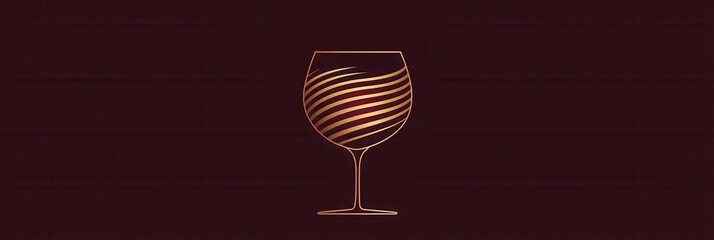 Aufkleber - Minimalist wine glass logo with elegant abstract lines in deep red and gold colors for sophisticated branding