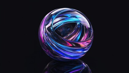 Aufkleber - Abstract swirling sphere on black