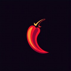 Poster - Bold and sleek chili pepper logo featuring minimalist fire design in vibrant red color for modern branding