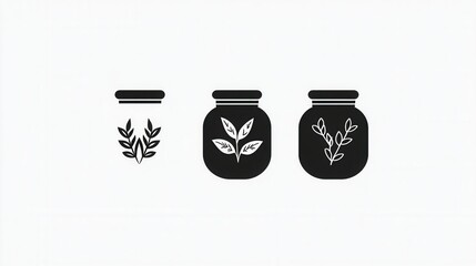 Aufkleber - Elegant minimalist spice jar logo featuring simple black and white design elements for herbal branding
