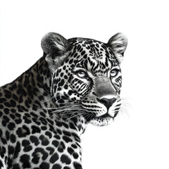 Wall Mural - black leopard isolated on white background, showcasing its striking pattern