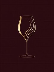 Aufkleber - Sophisticated wine glass logo in deep red and gold showcasing minimalist design with abstract lines for refined branding concepts