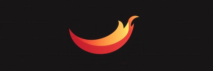 Poster - Bold and modern chili pepper logo featuring a minimalist fire icon in a striking red color against a dark background