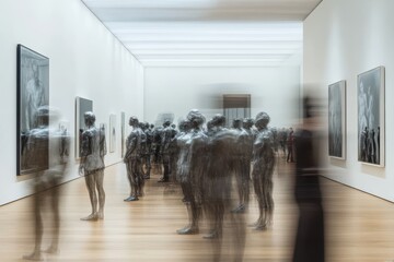 Aufkleber - Installation of translucent figures in an art gallery creates an ethereal experience for visitors