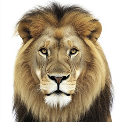 Wall Mural - lion with majestic mane isolated on white background