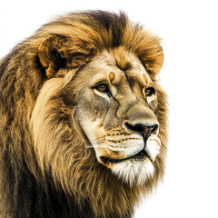Wall Mural - lion with majestic mane isolated on white background