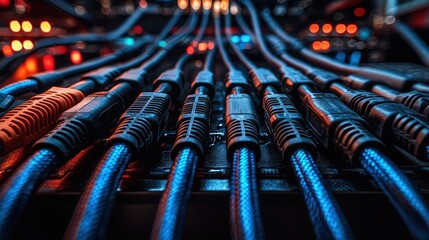 Poster - Tangle of various cables displaying a complex network of wires for technology and connectivity