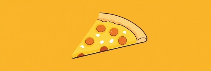 Aufkleber - Playful minimalist pizza slice logo featuring warm yellow orange cheese and a flat design style perfect for food branding