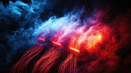Poster - Bright and colorful firework bursting in the night sky creating a spectacular display of light and color
