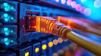 Poster - A close-up of a network cable highlighting its structure and connectors for data transmission