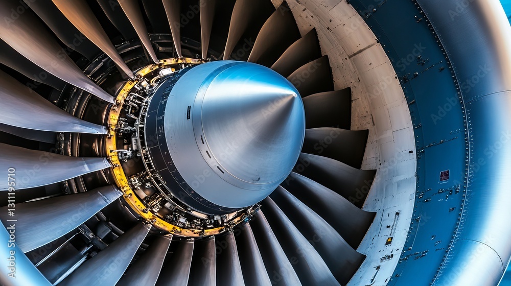 Detailed Cutaway View of Jet Engine Components Highlighting Turbine and ...