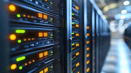 Poster - High-efficiency servers in a data center providing essential support for modern computing needs