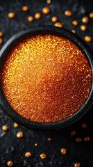Poster - Sparkling bowl of orange glitter capturing light and creating a dazzling visual delight