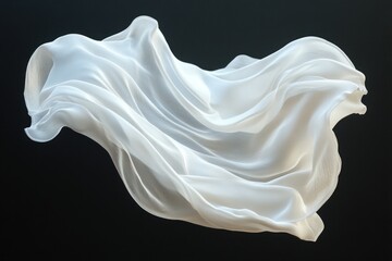 Poster - The white cloth floats elegantly in mid-air, creating soft wave-like forms while contrasting beautifully against the dark backdrop