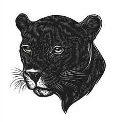 Wall Mural - black panther illustration on white background, detailed and expressive