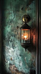 Poster - A lamp attached to a wall with a light source shining out