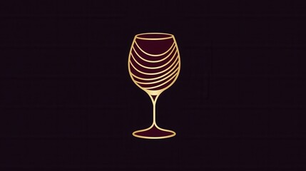 Poster - Sophisticated minimalist logo featuring a wine glass designed with abstract lines in deep red and gold colors