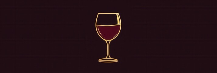Aufkleber - Minimalist wine glass logo featuring abstract lines in deep red and gold for sophisticated branding and elegant design