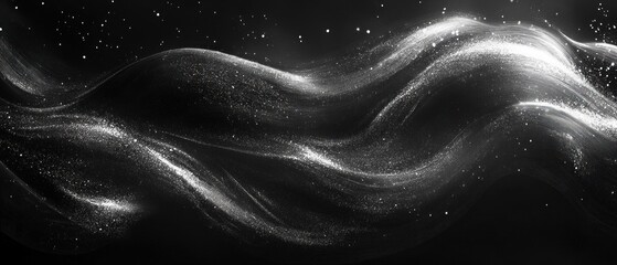 Poster - Minimalist black wallpaper showcases flowing textures with glimmers of shine, creating a serene atmosphere ideal for modern decor