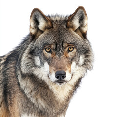 Wall Mural - wolf isolated on white background, showcasing its intense gaze