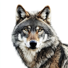 Wall Mural - wolf isolated on white background, showcasing its intense gaze