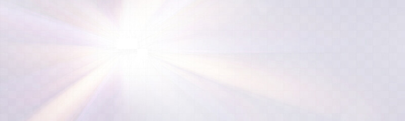 Wall Mural - bright white light explosion with lens flare, rainbow reflections, and sparkles on transparent backg