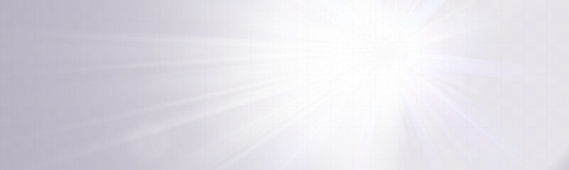 Wall Mural - bright white light explosion with lens flare, rainbow reflections, and sparkles on transparent backg