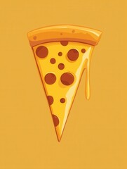 Poster - Unique minimalist pizza slice logo with warm colors and playful design creating a fun and appetizing aesthetic ideal for food related branding