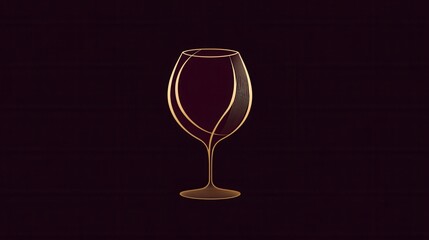 Poster - Sophisticated minimalist logo featuring abstract wine glass design in deep red and gold colors for elegant branding